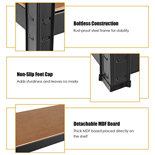 Tangkula Metal Storage Shelves, Heavy Duty Steel 5 Tier Utility Shelves with Adjustable Shelves