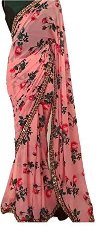 Shreehari Fashion Trending Beautiful Floral Printed Georgette Saree with Blouse Piece