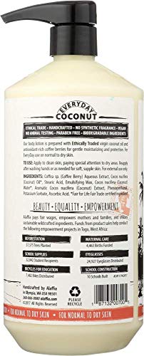 Alaffia Everyday Coconut Hydrating Body Lotion, Normal to Dry Skin, Moisturizing Support for Soft & Supple Skin, Purely Coconut, 32 oz