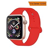 YANCH Compatible with for Apple Watch Band 38mm 40mm, Soft Silicone Sport Band Replacement Wrist Strap Compatible with for iWatch Series 4/3/2/1, Nike+,Sport,Edition,M/L,Size,Red