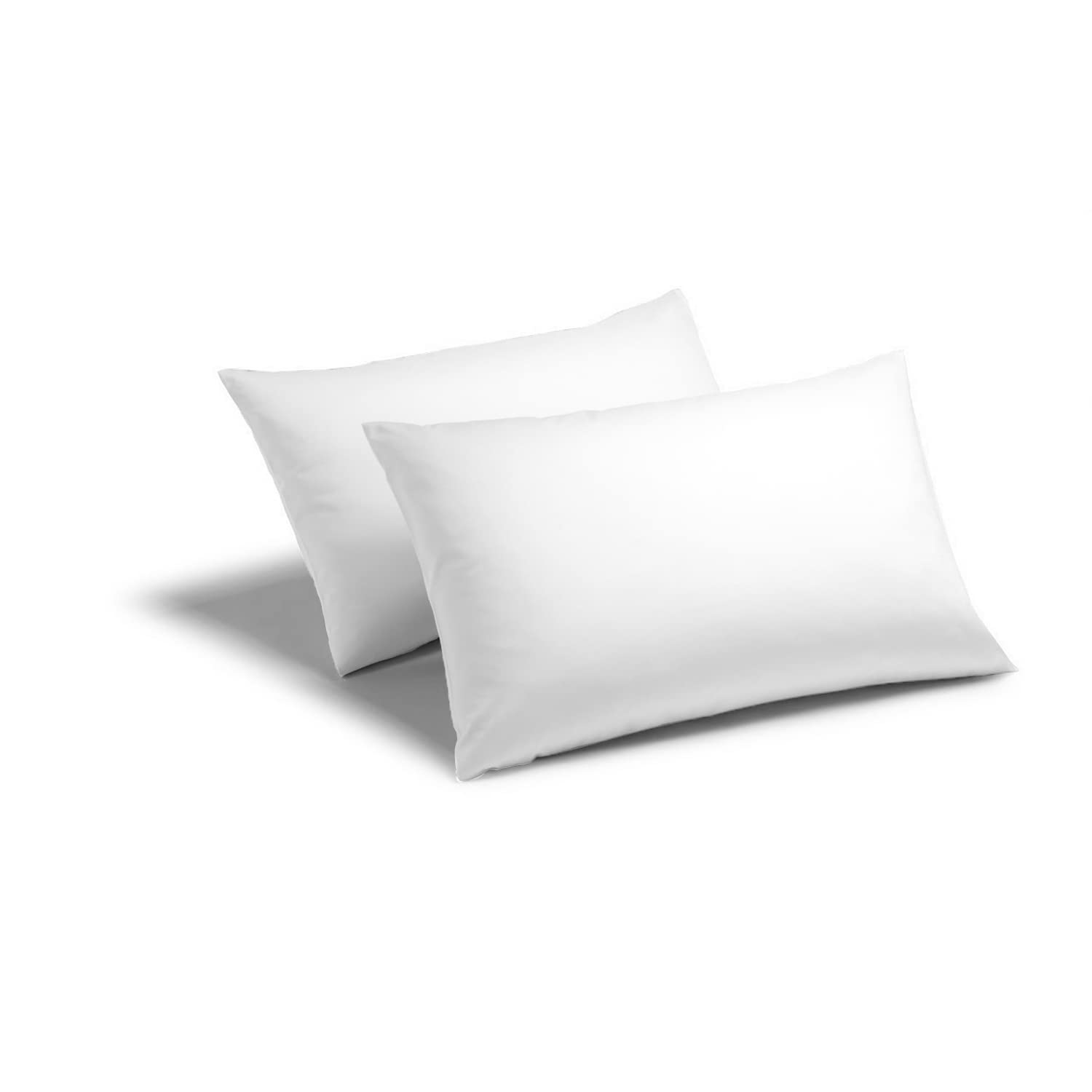 Nisaki Sateen Cotton Standard White Housewife Pillow Cases Set Of 2, 100% Long Staple Cotton Pillow Cases 2 Pack, Luxurious Pillow Covers, Smooth Sateen Pillowcases (100% Cotton Pillowcase Pair)
