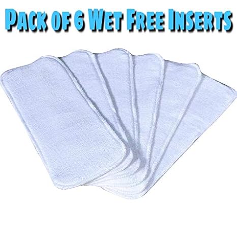 THE LITTLE LOOKERS Four Layer Nappy Cloth Liners Washable & Reusable Microfiber Diaper Insert Pads for Babies/Infants/Children/Toddlers (White) Pack of 6