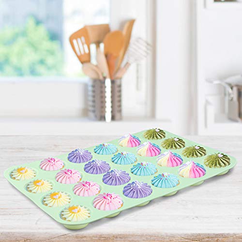 image for Senbowe Silicone Muffin and Cupcake Pans - Set of 2 | Cake Molds |Baki