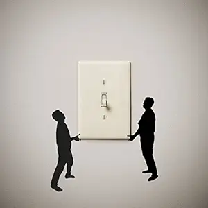 JS Artworks Guys Carrying Light Cover Cute Funny Vinyl Decal Sticker for Light Switch Our Wall outlets