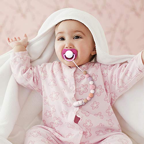 image for TYRY.HU Pacifier Clip Soother Chains for Baby Girls(2 Pack), BPA Free 