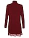 Leadingstar Women Knitting Turtleneck Long Sleeve Loose Lace Cotton Casual Dress (M, Wine Red 2)