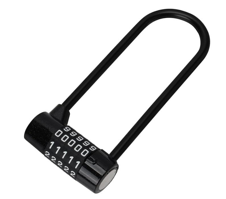 Long Shackle 5 Digit Combination Padlock - 15.5cm/6.1 Inches - Heavy Duty Outdoor Waterproof Lock with Resettable Code - Pad Lock for Bicycles, Gates, Mountain Bike, Gym, School, Shed & Lockers