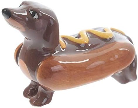 Puckator Sausage Dog and Mustard Salt and Pepper Set, Multicoloured, Height 6-9.5cm Width 5-9cm Depth3.5-5cm - Image 3