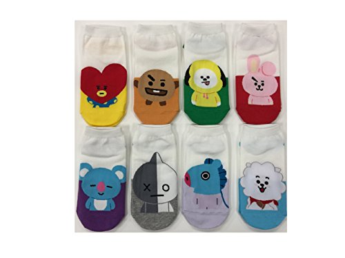 KPOP BTS BT21 Low Ankle Socks (8 Pairs Set)
