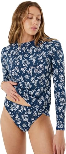 Roxy Women's Sea Skippin Long Sleeve Rashguard – UPF 50+ Sun Protection, Quick Dry Swim Shirt, Mood Indigo, Small at Amazon
