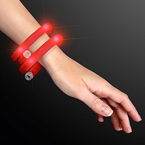 Red Flashing LED Light Up Wrap Around Tube Bracelet