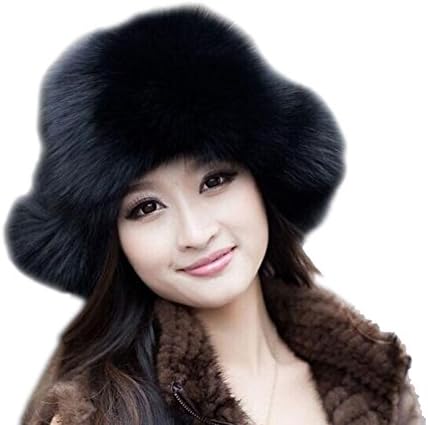Modelshow Women's Girls Winter Russian Cossack Faux Fur Snow Trapper Hat Ushanka Hat with Ear Flap for Skiing (black)