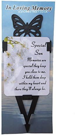 Son Memorial Laminated Card With Butterfly Stake Holder And Special Message By Homestreet