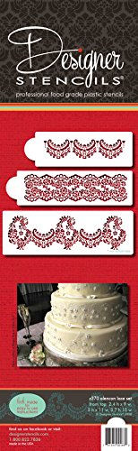 Designer Stencils C370 Alencon Lace Set Cake Stencil, Beige/semi-transparent