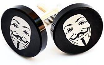 Guy Fawkes V for Vendetta Cuff Links | Handmade from Natural Obsidian | gift box included
