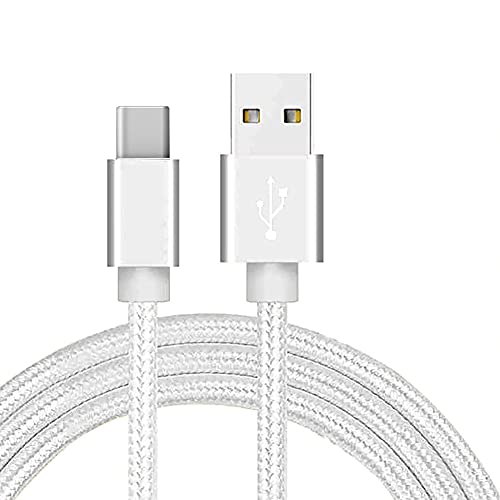 Galaxy Tab S9/Tab S9 Plus Ultra/Tab A8 10.5/A04s S21 FE Nylon Braided USB C Charger Lead Fast Charging Cable 1M for Samsung Galaxy A40 A41 A21S A22 A03S A02S A70 A50 A71 A51 A20E A90 5G (SILVER)