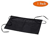 Hotis Black 3 Pockets Waist Apron Aprons Bartender Apron Money Apron Check Holder Kitchen Waist Restaurant Servers Waitress Half Apron, 1 Pack Apron