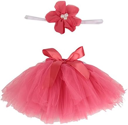 Baby Photography Props Dress,Unisex Newborn Girl Outfits Lovely Headdress Tutu Skirt (Red)