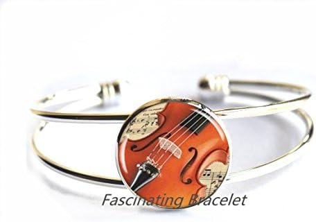 New sale Violin Bracelet Musical Instrument Jewelry Glass cabochon Bracelet Violin Bracelets at birthday gift to girlAE0075