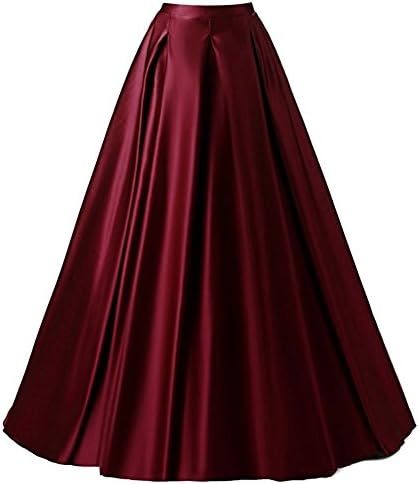 Duraplast Women's Fashion Prom Long Skirt Formal Satin A-Line Skirt High Waist