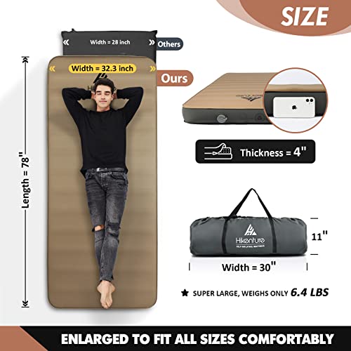 Hikenture 4 INCH Thick Self Inflating Sleeping Pad with 9.5 R Value