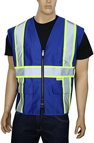 Safety Depot Breathable Safety Vest Multiple Colors Available, 4 Lower Pockets, 2 Chest Pockets with Pen Divider & High Visibility Reflective Tape P40 (Royal Blue, Medium)