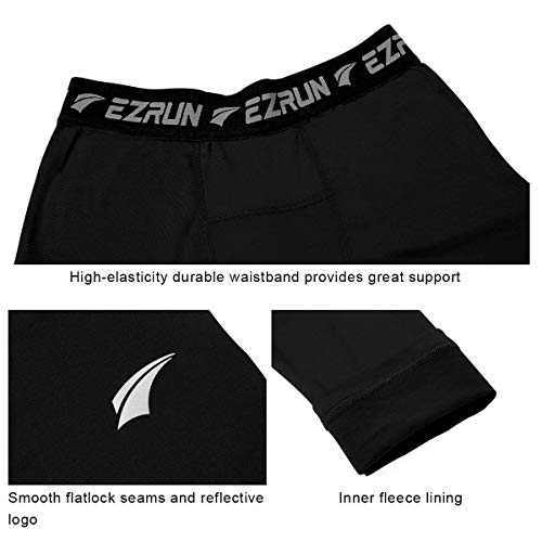 image for EZRUN Youth Boys Compression Pants Thermal Baselayer Sports Soccer Bas