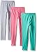 Limited Too Girls' Big 3 Pack: Leggings, Heather Grey/Aurora Pink/Pistachio, 7/8