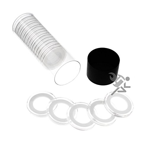 Black Lid Capsule Tube & 20 Air-Tite 22mm White Ring Coin Holders for 1/4oz Gold Eagle