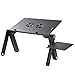 Readaeer Portable Adjustable Foldable Laptop Computer Desk Stand Table with CPU Fans Mouse Pad (Black)