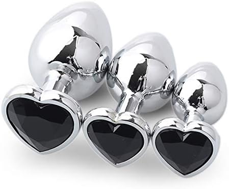 3 Pcs 3 Size Heart Shaped Base With Rose Jewelry Birth Stone Butt-Anal-Play Filrt Toys - Super Stimulation Temptation Anal Toys Trainer Kits Beginner Exercise Toy for Women Man