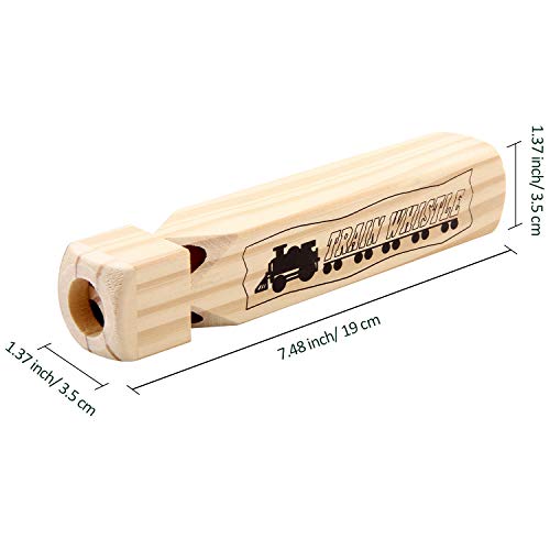 Sunshane 3 Pieces 7.48 Inch Wooden Train Whistles for Kids, Wood Whistle 4 Tones Train Whistle for Party Favors Party Noisemakers