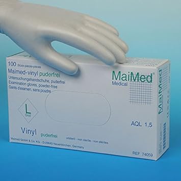 Guantes Vinilo M sin polvo T. 8-9 Grande-Caja 100u: Amazon.es: Salud y cuidado personal