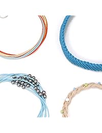 MISSYO 4 PCS Handmade Rope Bracelets Set for Women Waterproof Wax Coated Braided Wrap Cuff Bangle Boho Jewelry Gift