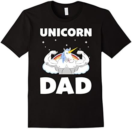 Mens Unicorn Dad T Shirt Funny With Rainbow 2XL Black