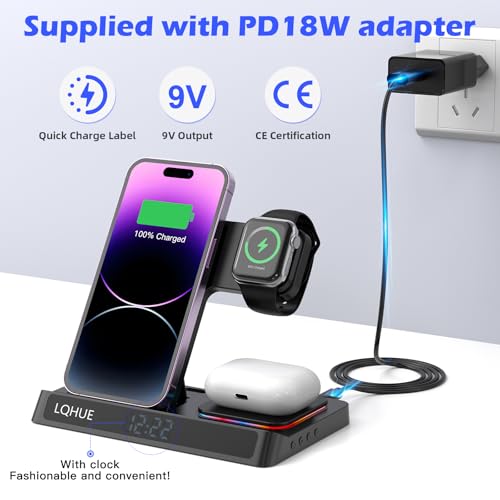 Wireless Charger 4 in 1 Charger for iPhone 16 15 14 13 12 11 Pro SE X XS XR & Watch 9 8 7 6 SE 5 4 3 2,Wireless Charging For i-Watch Ultra 9 8 7 6 SE 5 4 3 Wireless Earphones 3/Pro 2