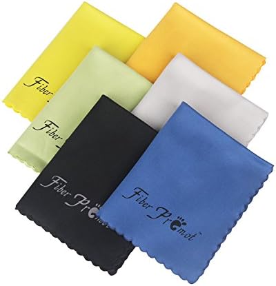Fiber Promot 6 Pack Microfiber Cloths for Phone Screens Camera Glasses Lens Square Glasses Cleaning(Black,Grey,Royal Blue,Golden Yellow,Green,Orange 6" 7")