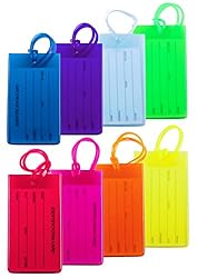 8 Packs Colorful Flexible Travel Luggage Tags for