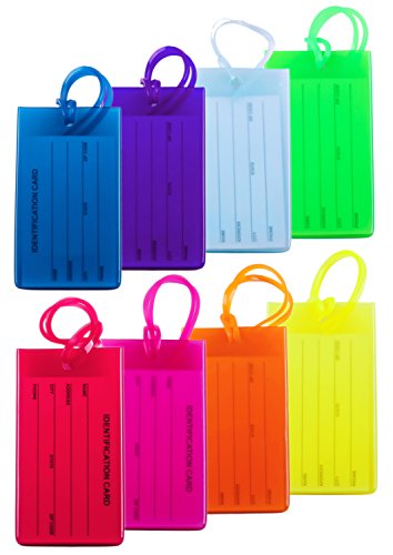 8 Packs Colorful Flexible Travel Luggage Tags for Baggage Bags/Suitcases - Name ID Labels Set for Travel