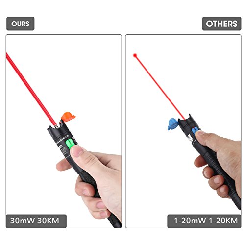 Visual Fault Locator, GOCHANGE 30mW 30KM Red Light Fiber Optic Cable Tester Meter, Cable Test Equipment Suitable for 2.5 mm Connector, for CATV Telecommunications Engineering Maintenance - Thumbnail 4