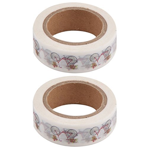 Patrón de Papel Washi eDealMax bicicletas Inicio Sala de Estar auto-adhesivo de decoración de la Tabla de la Cinta 2 PC