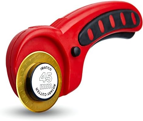 Rotary Cutter – Quality Titanium Coated Blades – Replaceable 45mm Blades – Top Fabric Cutter - Perfect on Self Healing Mat, Quilting, Sewing, Scrapbooking, Seamstress, Tailors. Two Colors