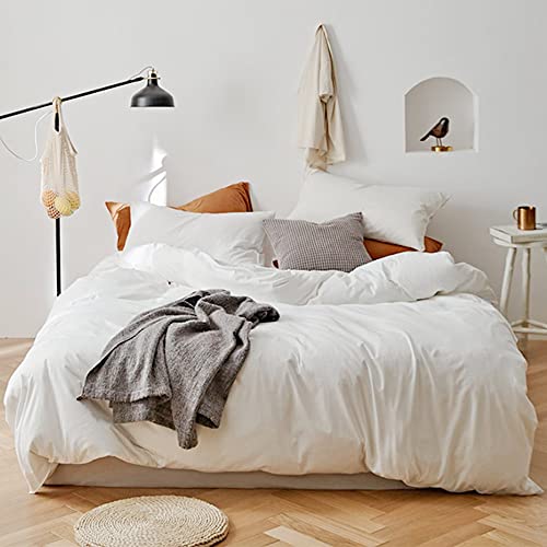 ETDIFFE WHITE DUVET COVER TWIN SIZE, 2PC TWIN XL SOFT FARMHOUSE BEDDING COMFORTER COVER SET WITH ZIPPER CLOSURE, 1 LIGHTWEIGHT MICROFIBER DUVET COVER (68X90 INCHES) AND 1 PILLOWCASE