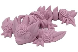 BEAR AND WOLF STUDIO 3D Printed Articulated Flexi Tiny Rose Wyvern Dragon Fidget Toy (Galaxy Purple)