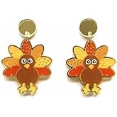 Thanksgiving Earrings for Women Fun Fall Dangle Earrings Acrylic Pumpkin Maple Leaf Turkey Earring Thanksgiving Party Jewelry