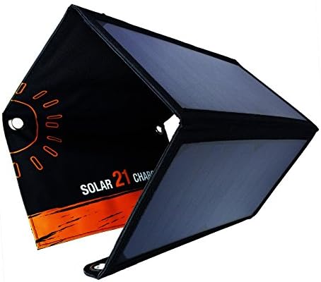 21W Foldable Solar Charger with Solar Panel and 2-Port USB for Cell Phone, Tablet when Outdoor