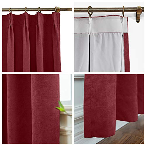 Macochico Extra Long and Wide Curtains 150" W x 102" L Polyester Cotton Drapery with Blackout Lining Pinch Pleated Drapery for Sliding Door Patio Door Living Room Burgundy (1 Panel)