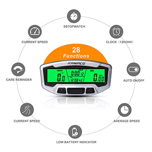 Raniaco Bike Computer, LCD Backlight Automatic Wake-up Multifunctions Cycle Computer Wired Waterproof Bicycle Odometer Speedometer - Thumbnail 4