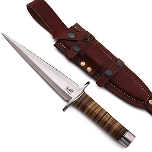 Gcs custom handmade stacked leather handle d2 tool stee…