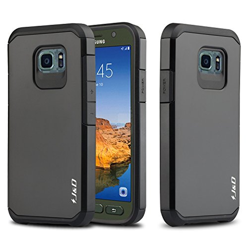 J&D Case Compatible for Galaxy S7 Active Case, Heavy Duty [Dual Layer] Hybrid Shock Proof Protective Rugged Bumper Case for Samsung Galaxy S7 Active Case - [NOT Compatible with Galaxy S7] - Black